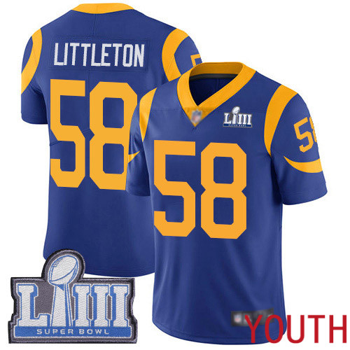 Los Angeles Rams Limited Royal Blue Youth Cory Littleton Alternate Jersey NFL Football #58 Super Bowl LIII Bound Vapor Untouchable->los angeles rams->NFL Jersey